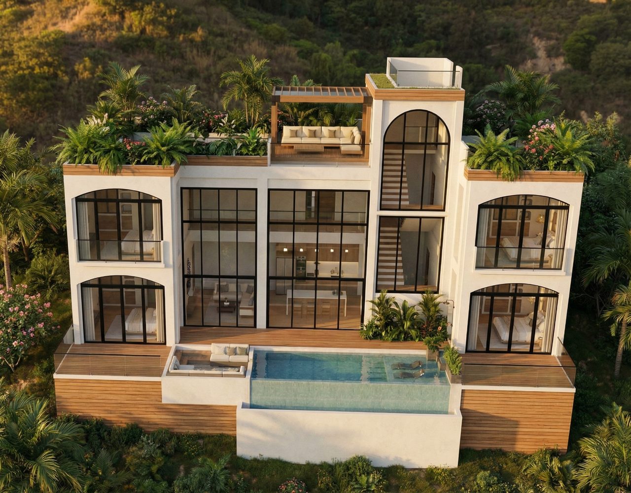 Villa front elevation render